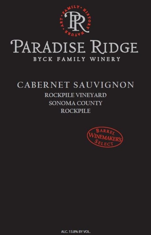 Paradise Ridge Rockpile Vineyard Cabernet Sauvignon 2013 Front Label