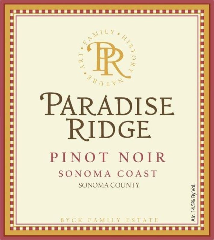 Paradise Ridge Sonoma Coast Pinot Noir 2014 Front Label