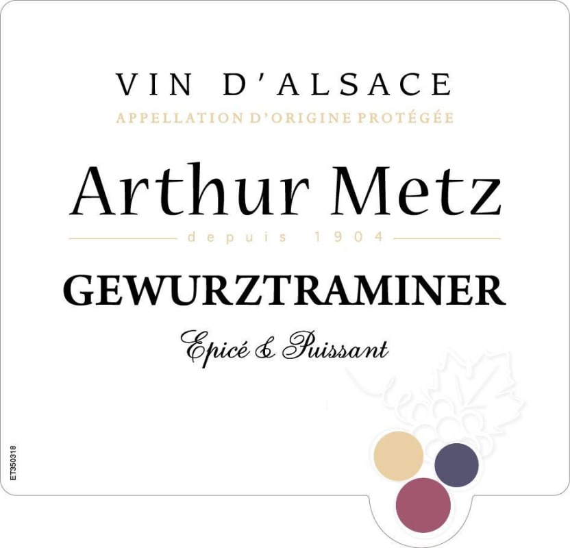 Arthur Metz Arthur Metz Gewurztraminer 2015 Front Label