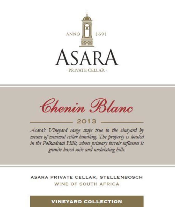 Asara Wine Estate Stellenbosch Collection Chenin Blanc 2013 Front Label