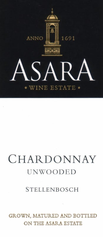 Asara Wine Estate Stellenbosch Unwooded Chardonnay 2010 Front Label