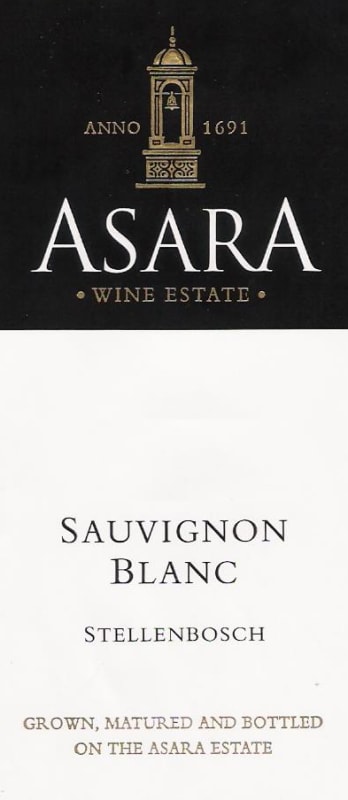 Asara Wine Estate Stellenbosch Sauvignon Blanc 2012 Front Label