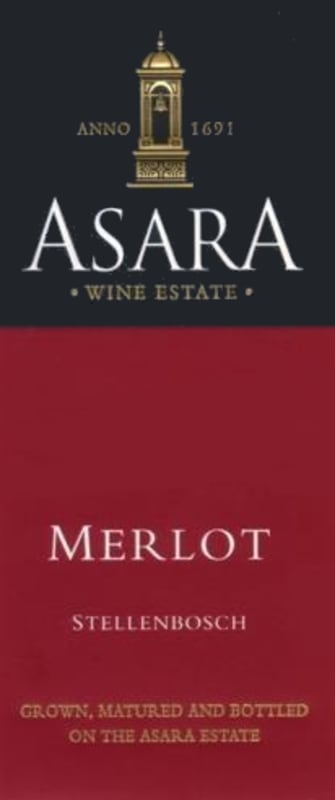 Asara Wine Estate Stellenbosch Merlot 2002 Front Label
