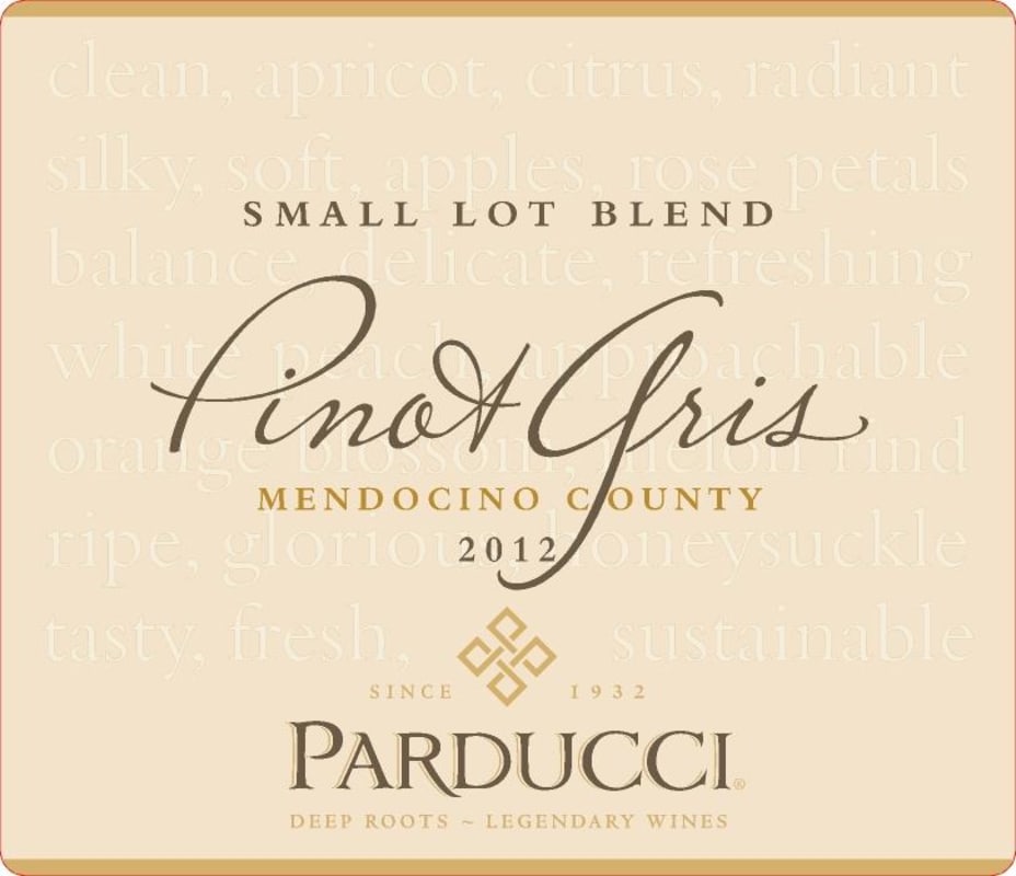 Parducci Small Lot Blend Pinot Gris 2012 Front Label