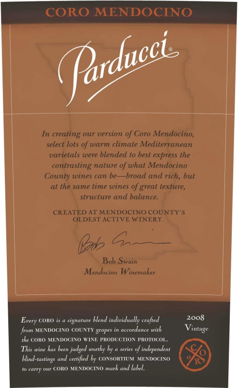 Parducci Coro 2008 Front Label