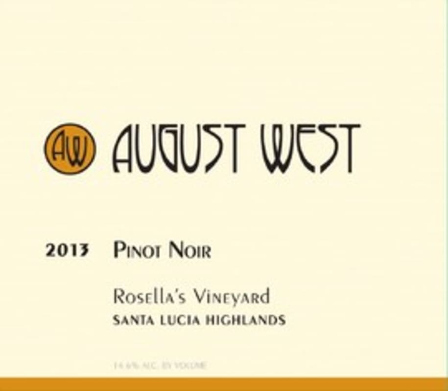 August West Rosella's Vineyard Pinot Noir 2013 Front Label