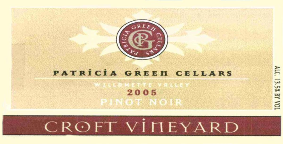 Patricia Green Croft Vineyard Pinot Noir 2005 Front Label