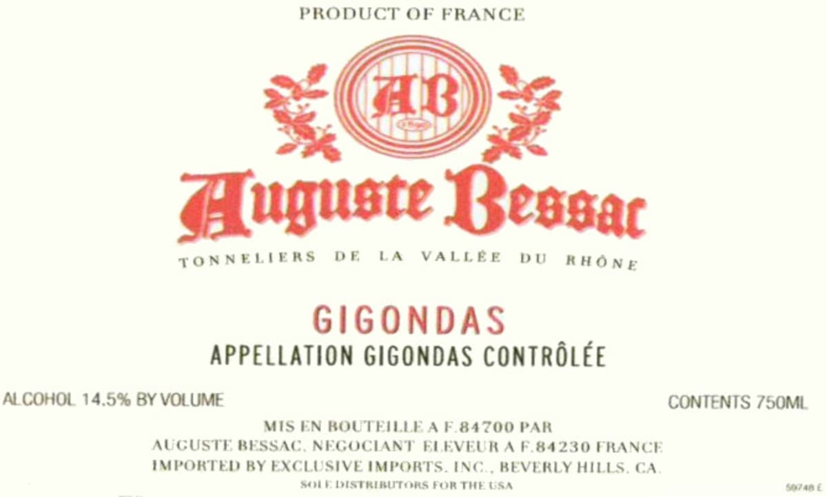 Auguste Bessac Gigondas 2011 Front Label