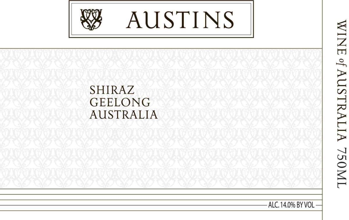 Austins Wines Shiraz 2013 Front Label