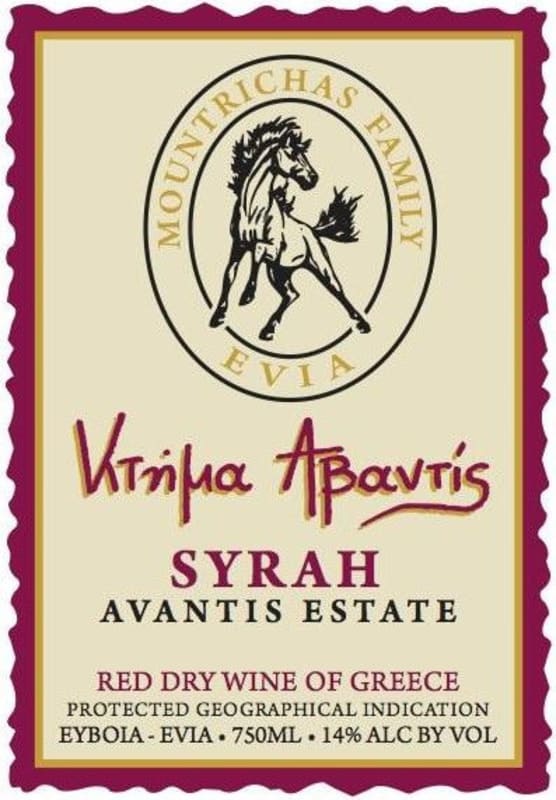 Avantis Wines Syrah 2012 Front Label