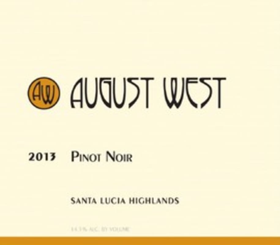 August West Pinot Noir 2013 Front Label