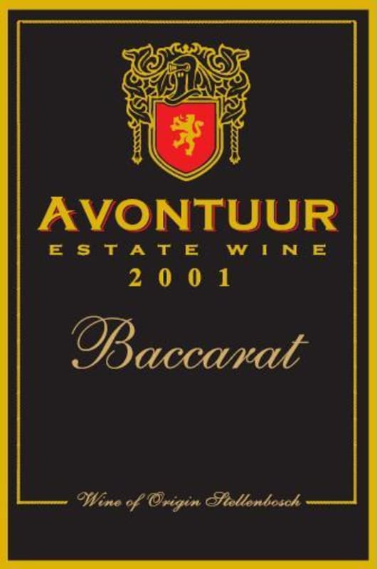 Avontuur Estate Baccarat 2001 Front Label
