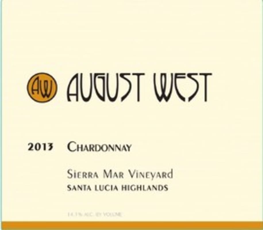 August West Sierra Mar Vineyard Chardonnay 2013 Front Label