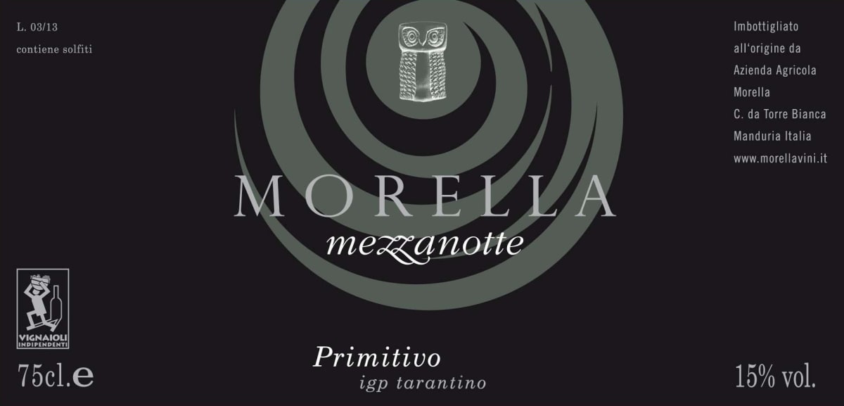 Az. Ag. Morella Mezzanotte Salento Rosso 2014 Front Label