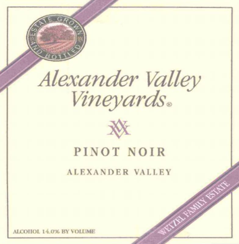 Alexander Valley Vineyards Pinot Noir 2007 Front Label