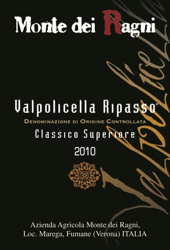 Az. Agr. Monte dei Ragni Valpolicella Ripasso Classico Superiore 2010 Front Label