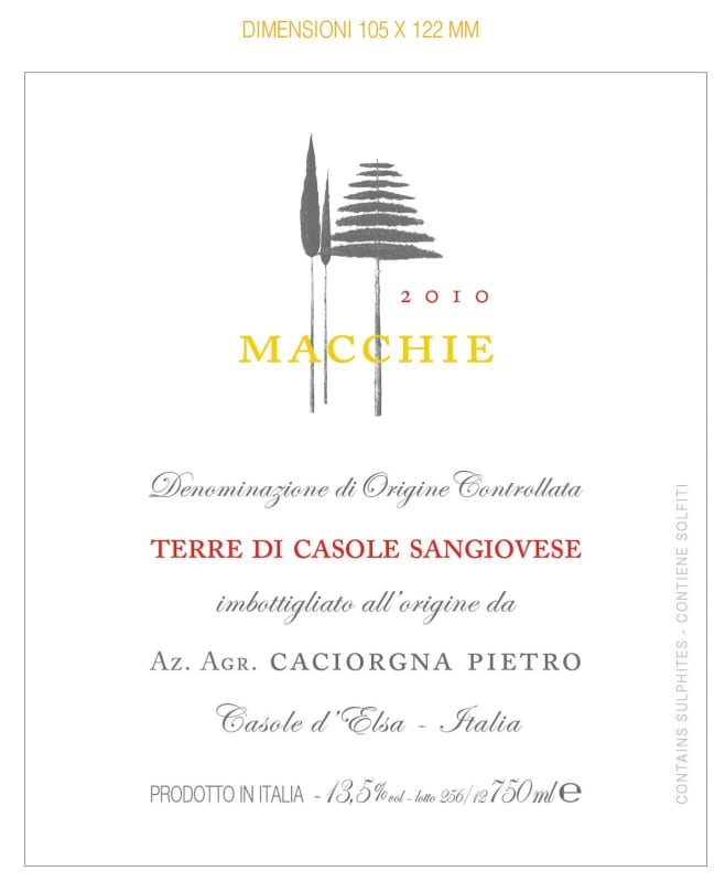 Tenuta delle Macchie Terre di Casole Macchie 2010 Front Label