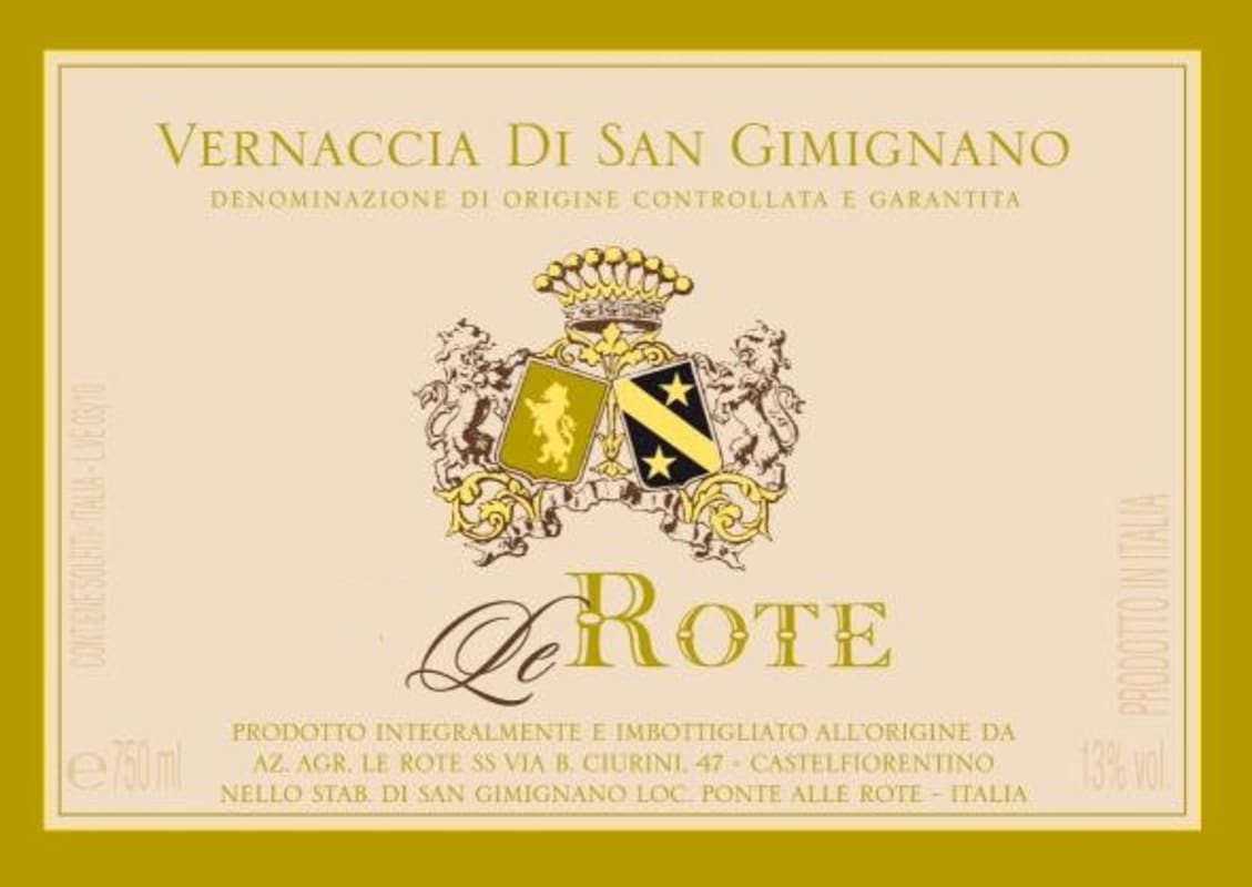 Az. Agraria Le Rote Vernaccia di San Gimignano 2013 Front Label