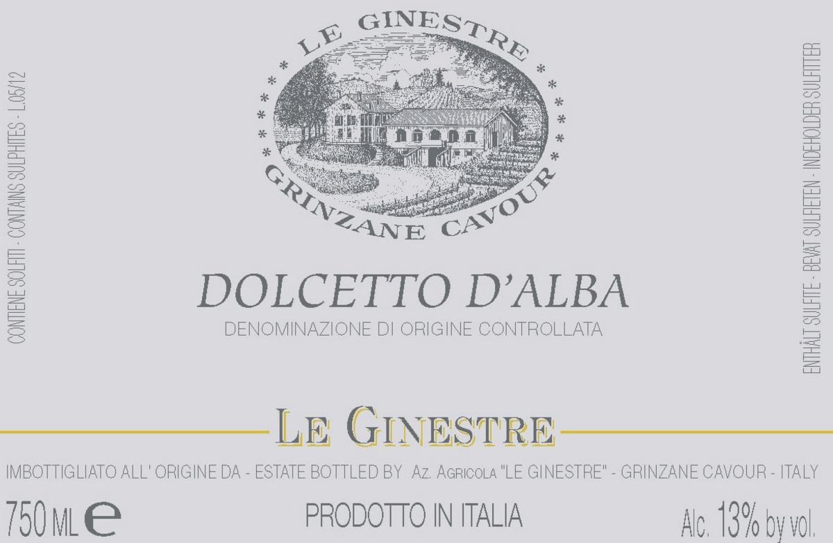 Az. Agricola Le Ginestre Dolcetto d'Alba 2012 Front Label