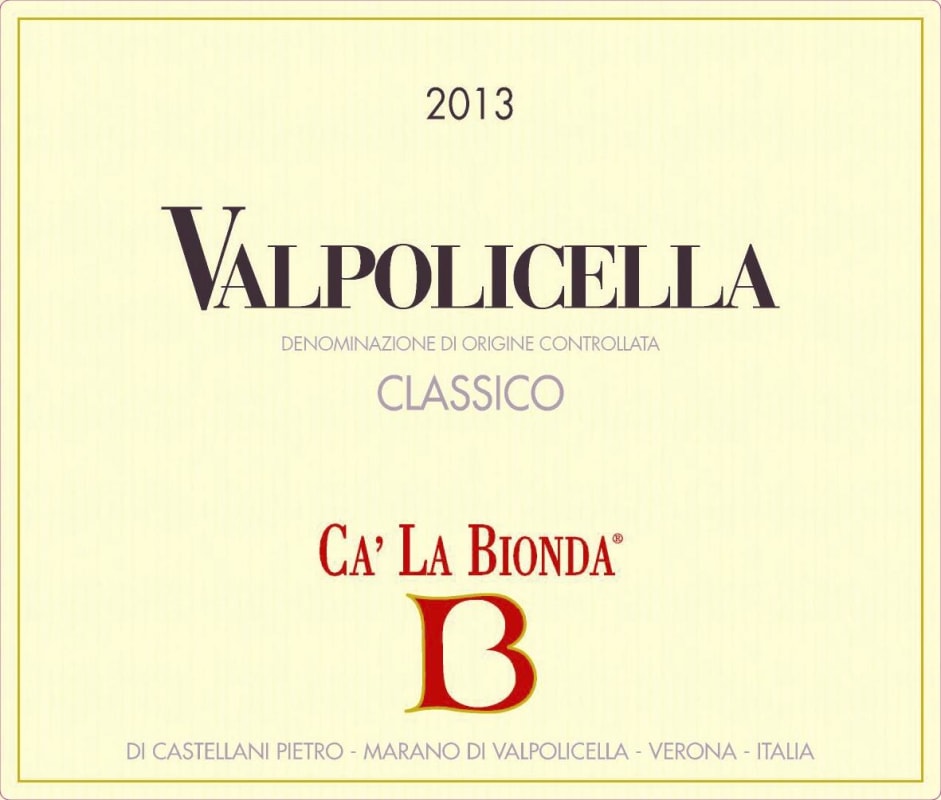 Azienda Agrecola Ca' la Bionda Valpolicella Classico 2013 Front Label