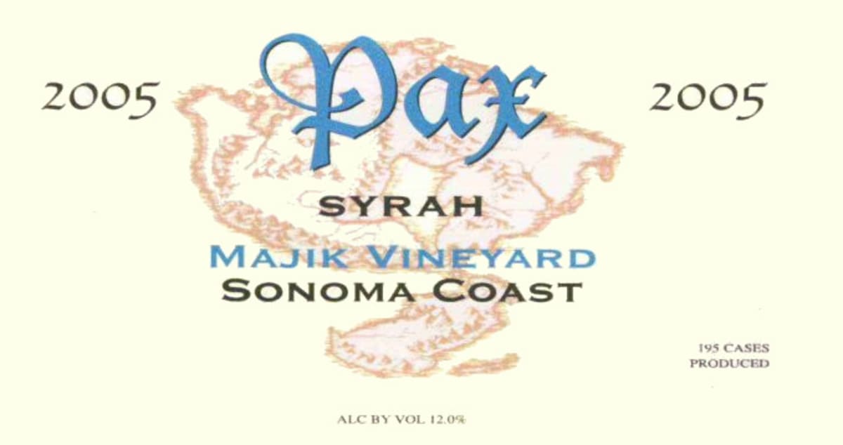 Pax Majik Vineyard Syrah 2005 Front Label