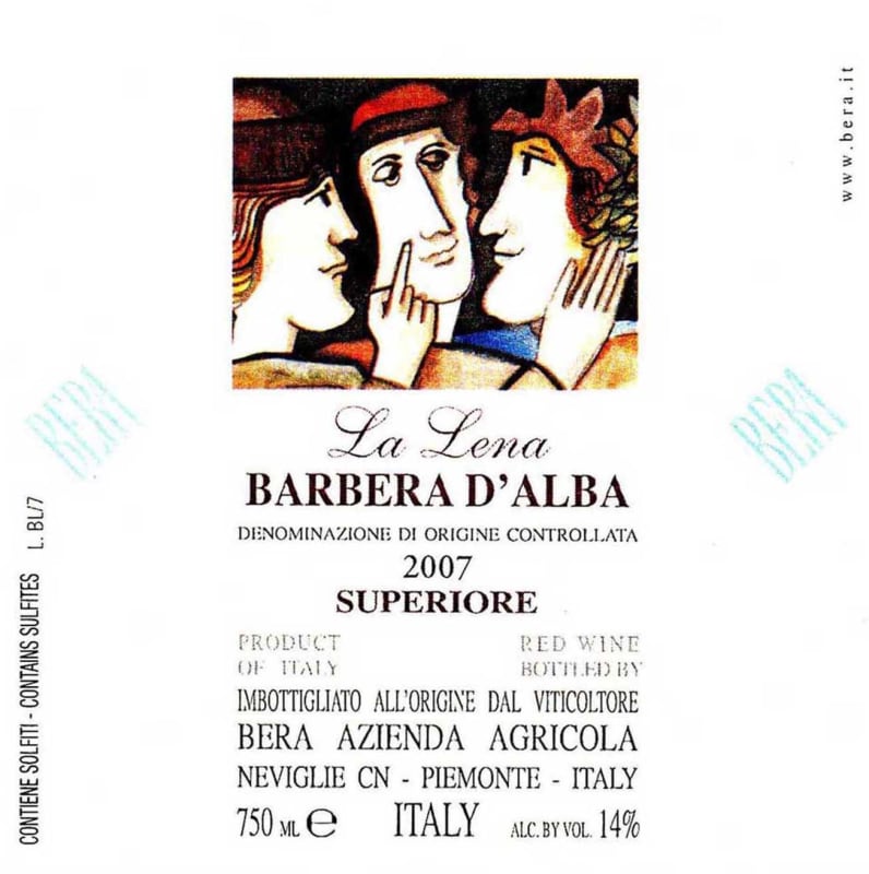 Bera Barbera d'Alba La Lena Superiore 2007 Front Label