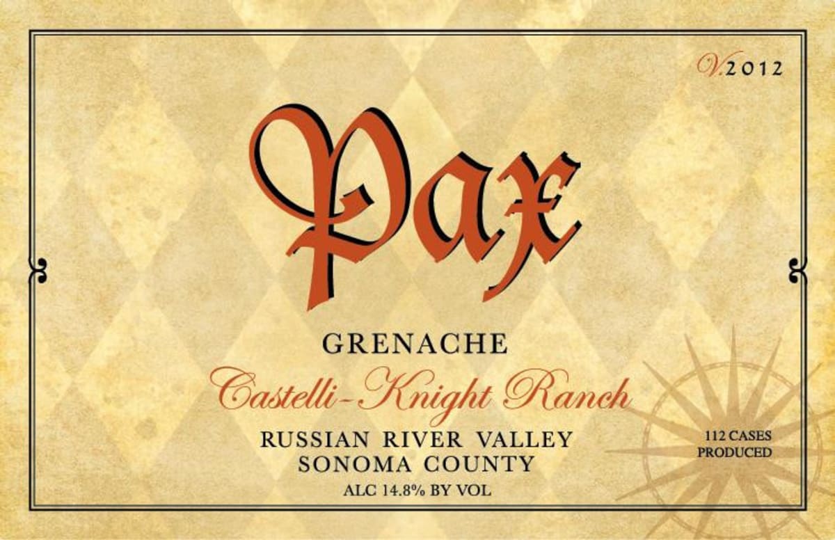 Pax Castelli-Knight Ranch Grenache 2012 Front Label