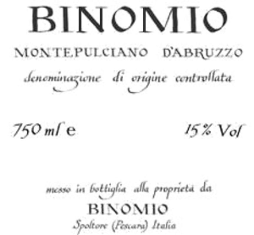 Azienda Agricola Binomio Montepulciano d'Abruzzo 2010 Front Label