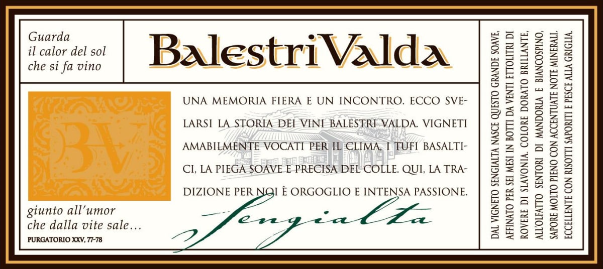 Azienda Agricola Blaestri Valda Soave Classico Sengialta 2013 Front Label