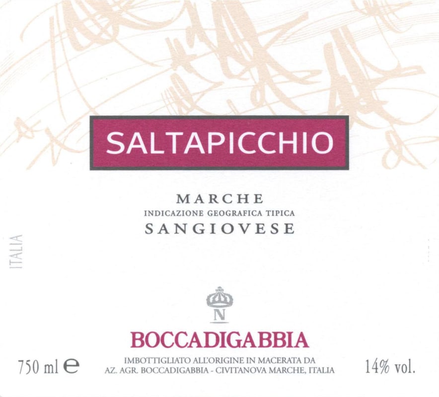Azienda Agricola Boccadigabbia Marche Saltapicchio Sangiovese 2005 Front Label