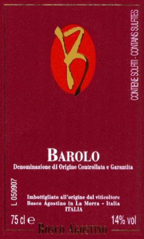 Agostino Bosco Barolo 2008 Front Label