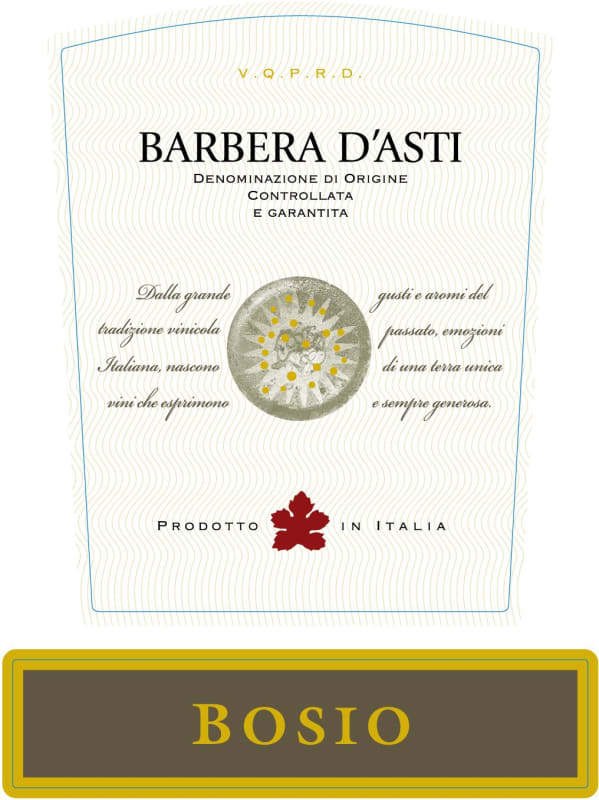 Azienda Agricola Bosio Barbera d'Asti 2014 Front Label