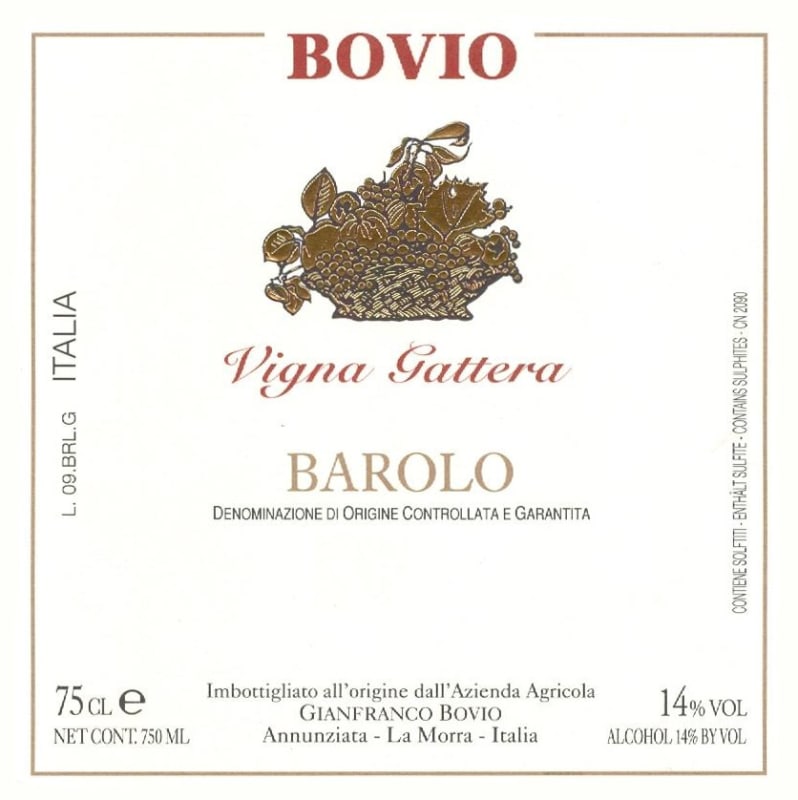 Azienda Agricola Bovio Gianfranco Barolo Vigna Gattera 2006 Front Label