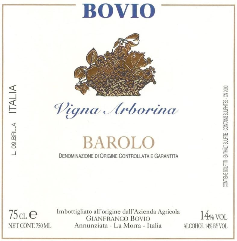 Azienda Agricola Bovio Gianfranco Barolo Vigna Arborina 2011 Front Label