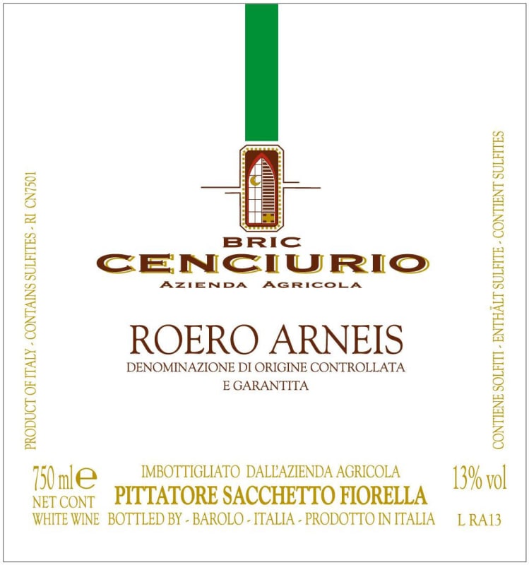 Bric Cenciurio Roero Arneis 2015 Front Label