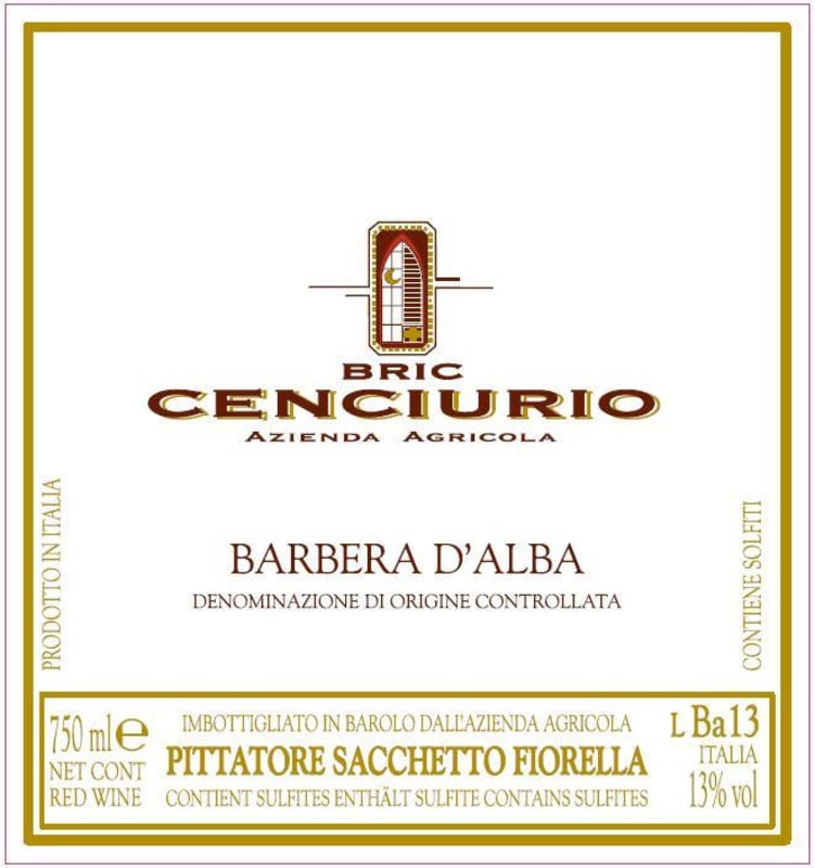 Bric Cenciurio Barbera d'Alba 2014 Front Label