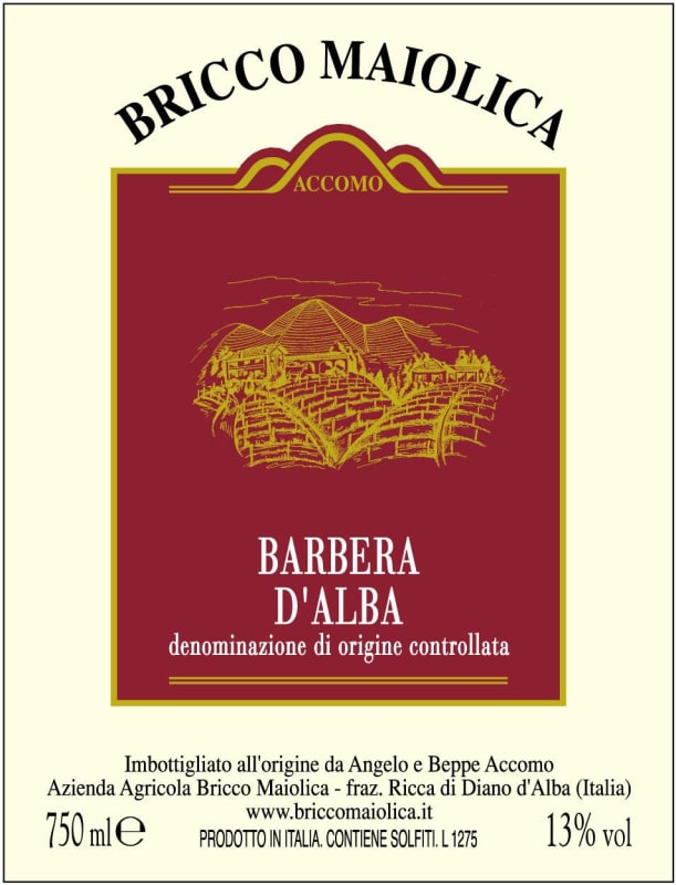 Azienda Agricola Briccomaiolica Barbera d'Alba 2012 Front Label