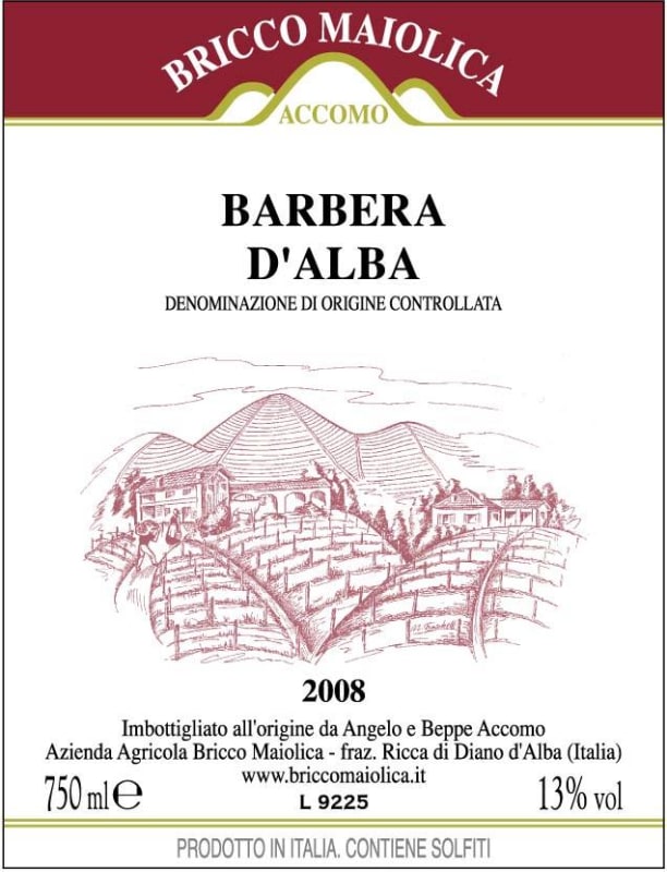 Azienda Agricola Briccomaiolica Barbera d'Alba 2008 Front Label