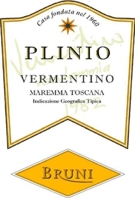 Bruni Maremma Toscana Plinio Vermentino 2014 Front Label