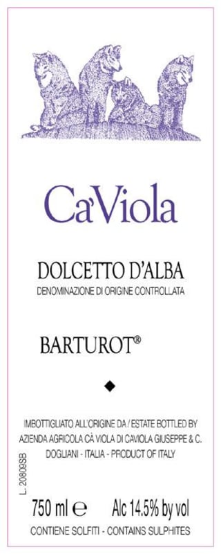 Ca'Viola Dolcetto d'Alba Barturot 2010 Front Label