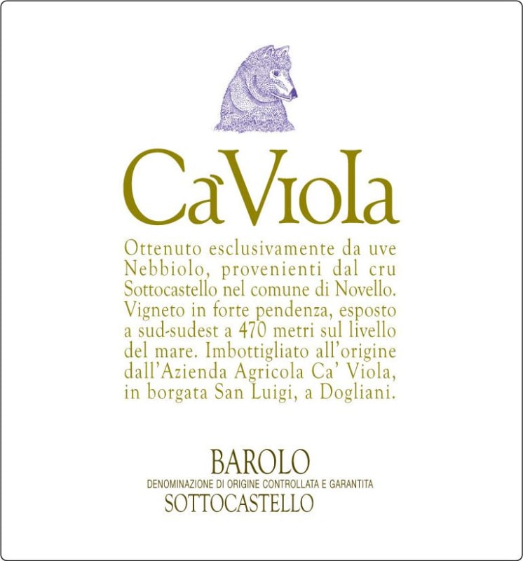 Ca'Viola Barolo SottoCastello 2008 Front Label