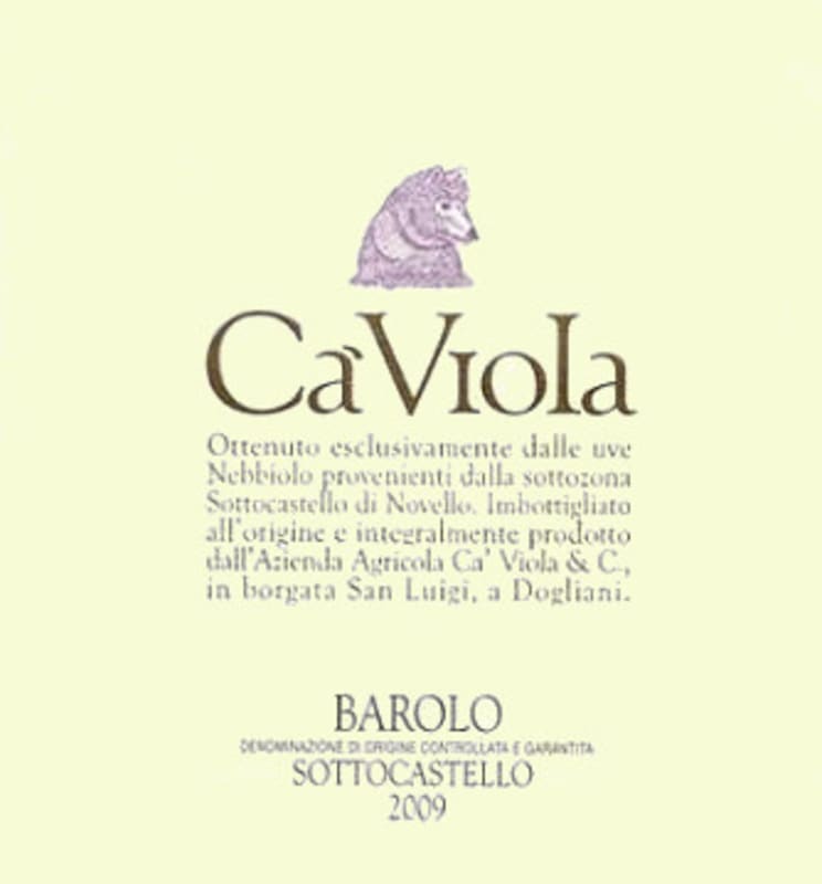 Ca'Viola Barolo SottoCastello 2009 Front Label