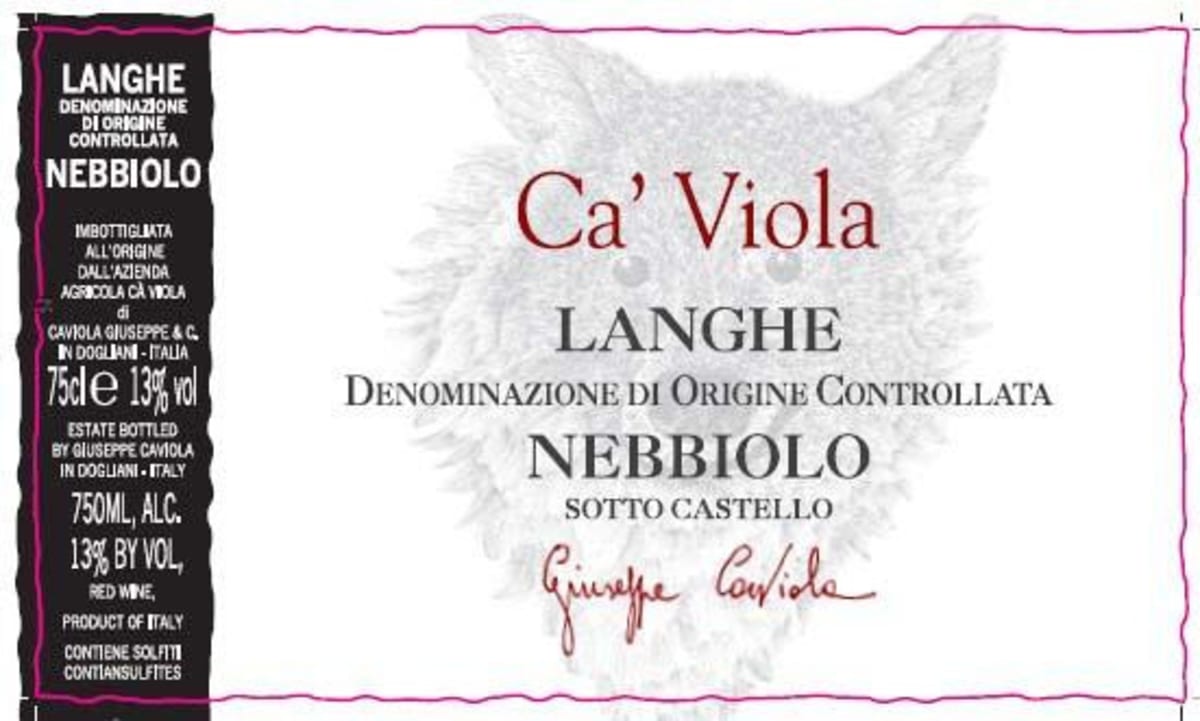Ca'Viola Nebbiolo 2012 Front Label