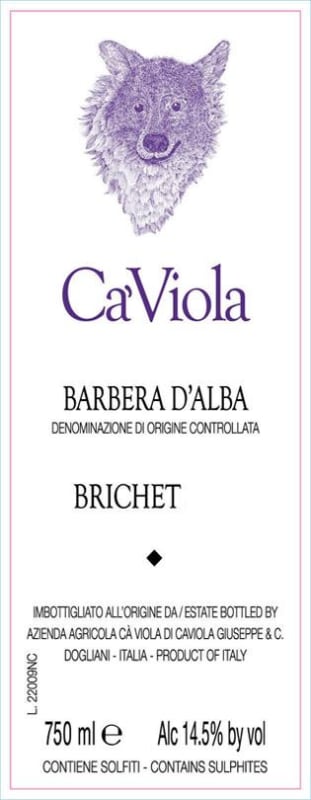Ca'Viola Barbera d'Alba Brichet 2009 Front Label