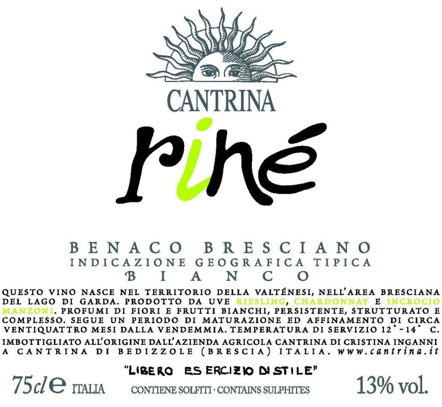 Azienda Agricola Cantrina Benaco Bresciano Rine Bianco 2012 Front Label