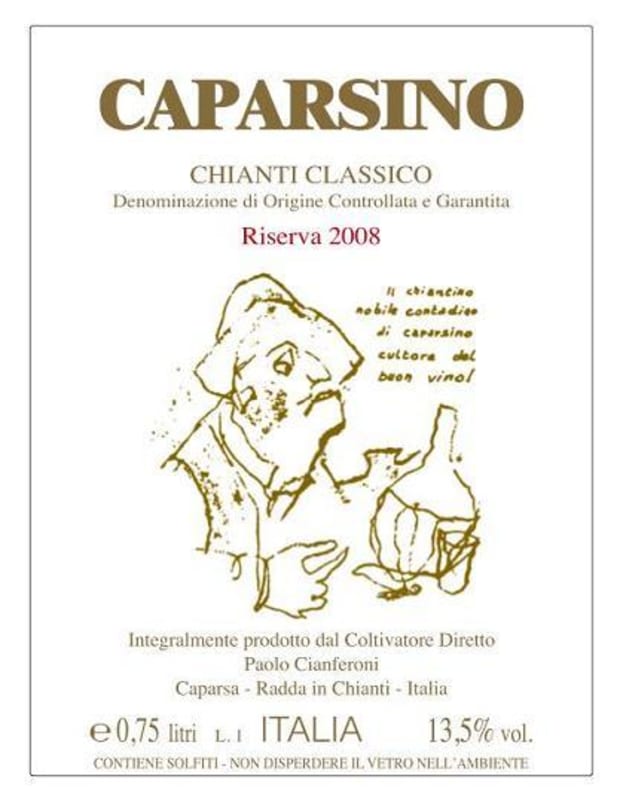 Azienda Agricola Caparsa Chianti Classico Caparsino Riserva 2008 Front Label
