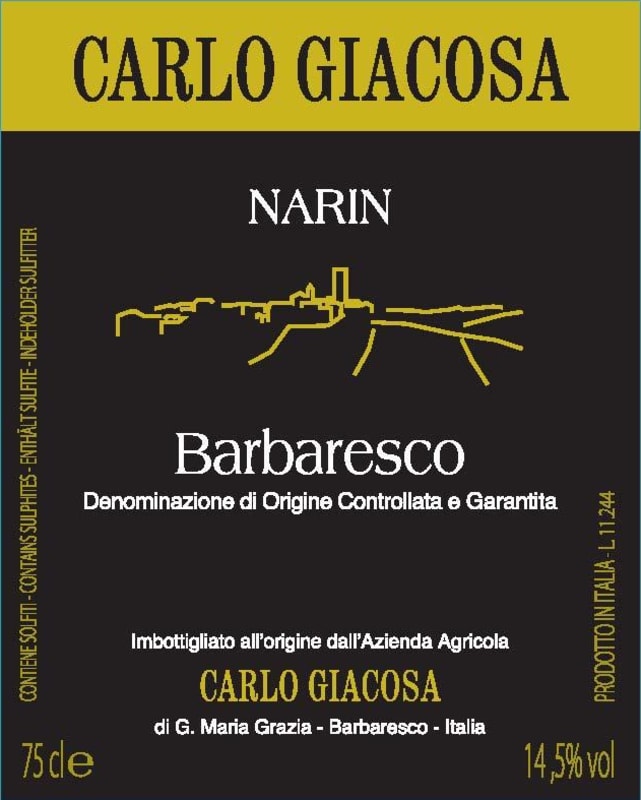 Carlo Giacosa Barbaresco Narin 2011 Front Label