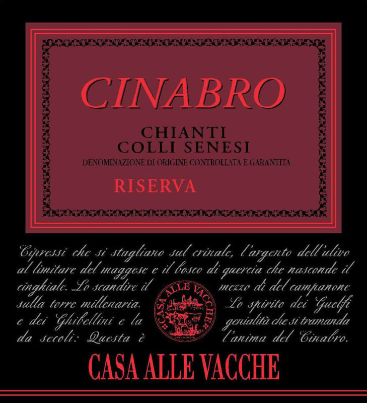 Alle Vacche Chianti Colli Senesi Cinabro Riserva 2014 Front Label