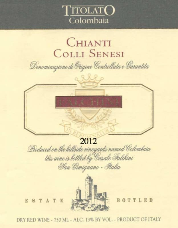 Azienda Agricola Casale di Falchini Chianti Colli Senesi Titolato Colombaia 2012 Front Label