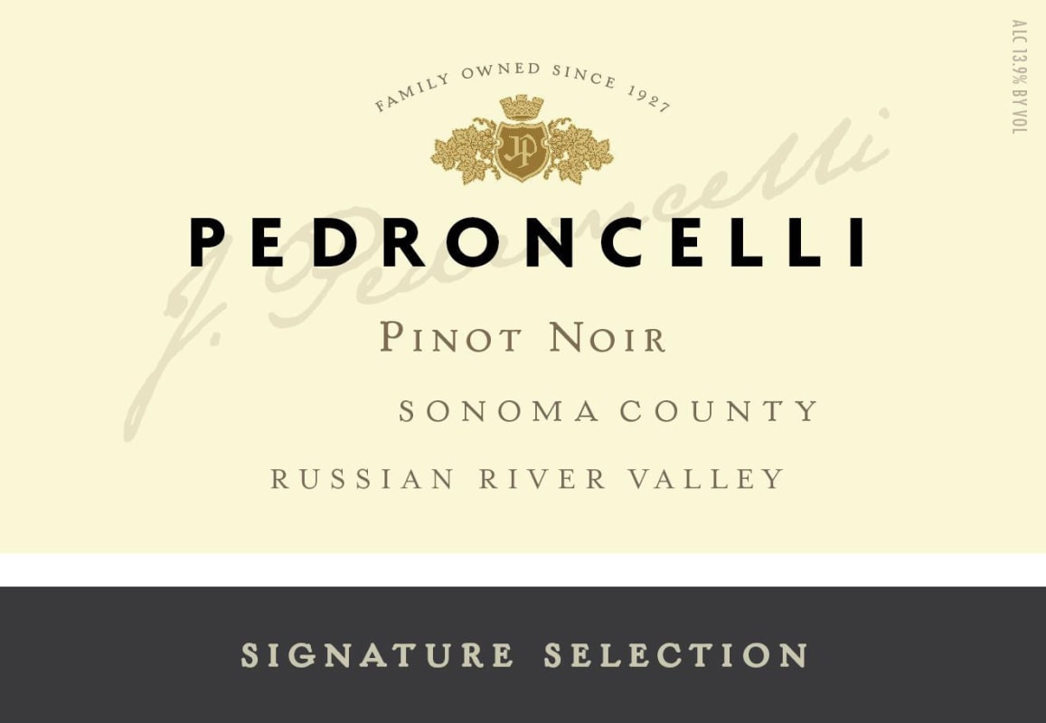 Pedroncelli Signature Selection Pinot Noir 2013 Front Label